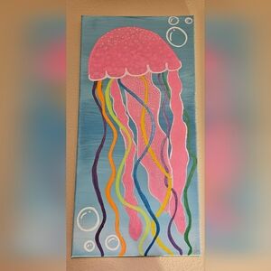🪼 Original Colorful Jellyfish Canvas Art - 10x20